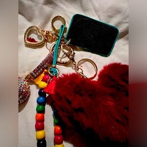 Up cycled keychain bag charm bundle